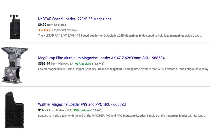 Magazine loaders on Google Shopping.