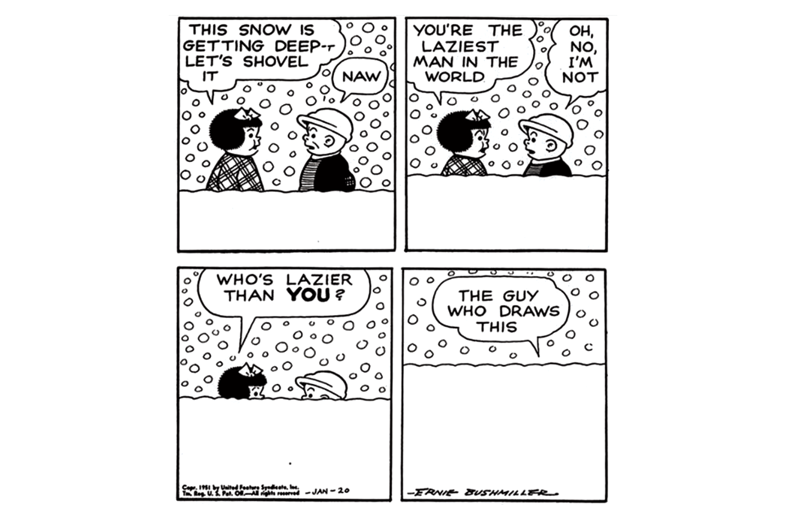 Meta-humor in Bushmiller’s Nancy, circa 1951