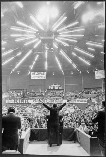 Richard M. Nixon speaking to a crowd in Florida, October 1970.