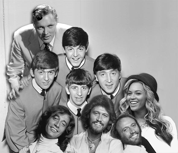 Bill Haley, The Beatles, Beyonce and The Beegees.