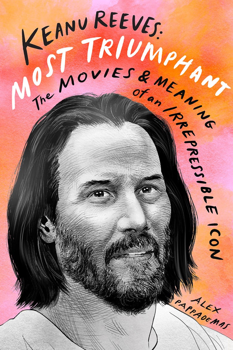 An illustration of Keanu Reeves in black and white. 