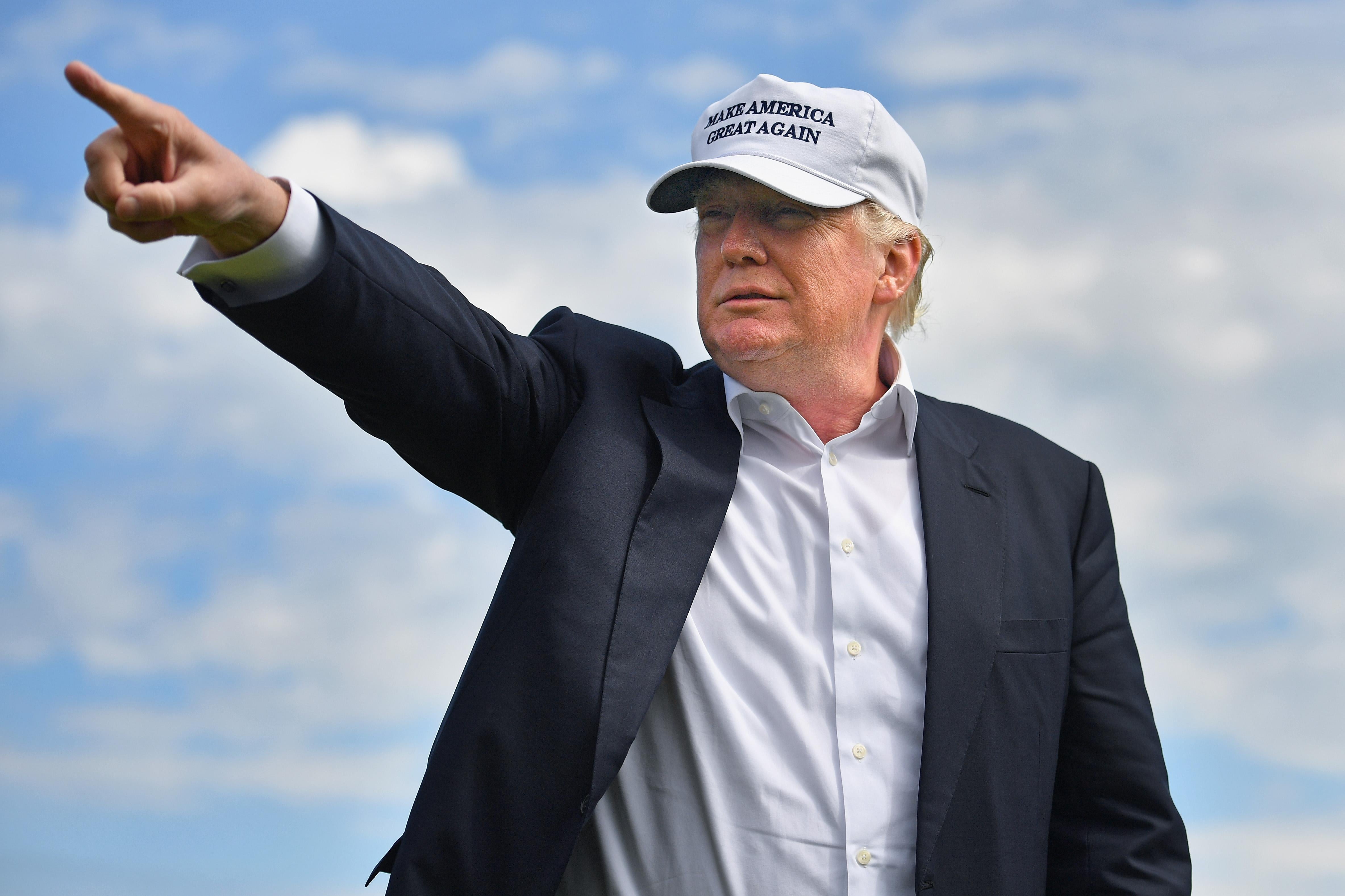 Donald Trump visits Trump International Golf Links on June 25, 2016 in Aberdeen, Scotland. 