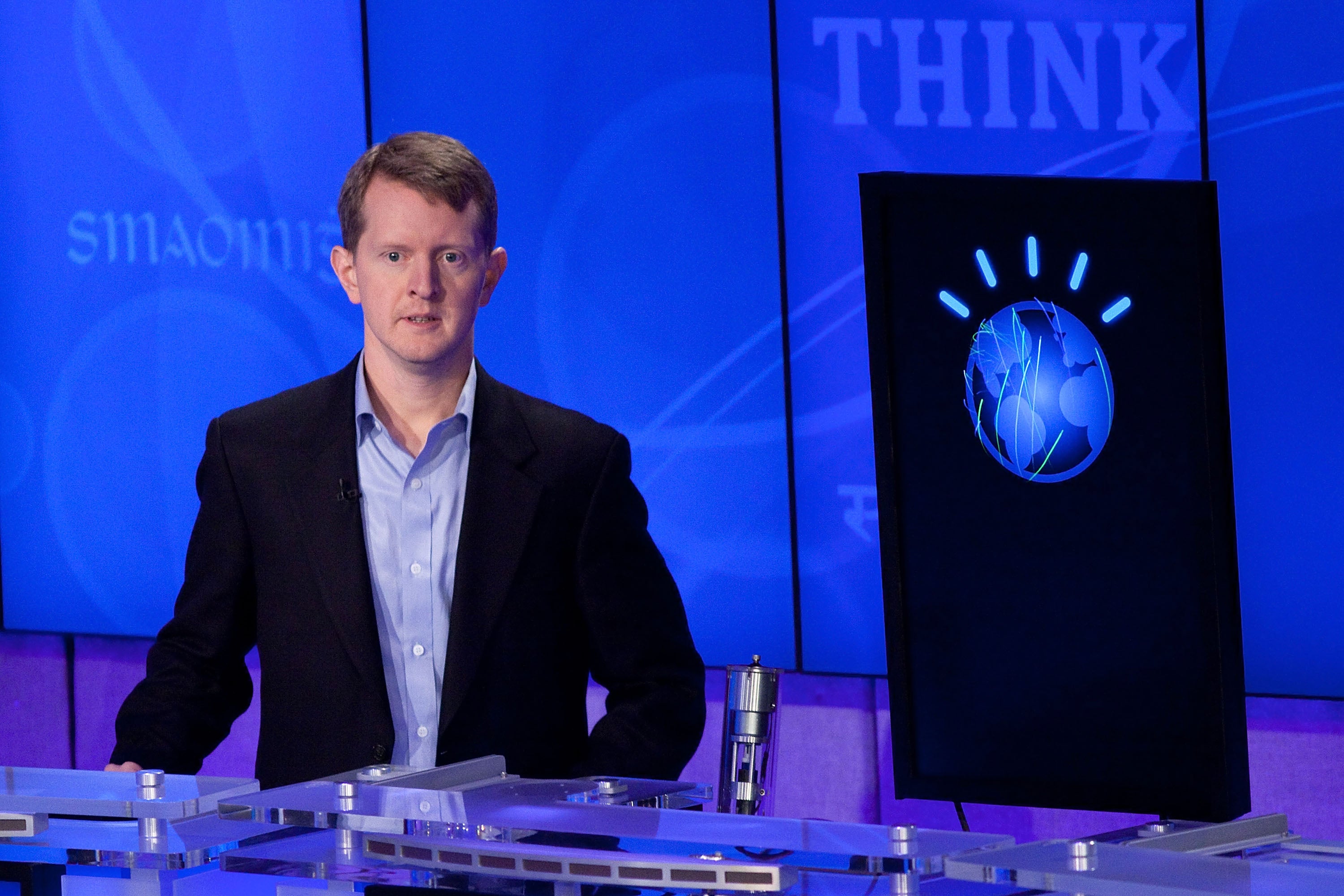 Ken Jennings playing against Watson on Jeopardy.