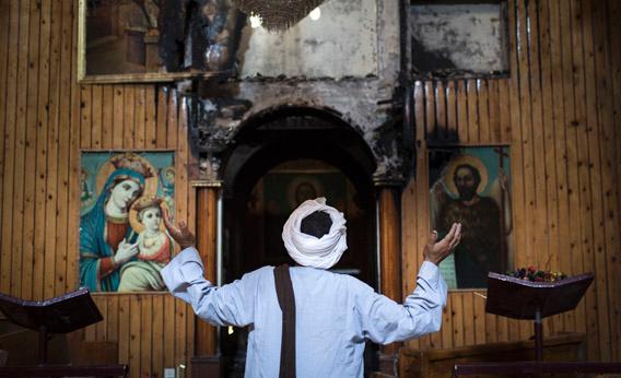 One of the Coptic churches of Millawi was set on fire and partially burnt and looted by a small mob, August 17. After the attack on the pro-Morsi sit-in, where more than 600 people died, Morsi supporters gathered after the Friday prayer and stormed and burned two churches and some Christian-owned shops in the village of Mallawi.