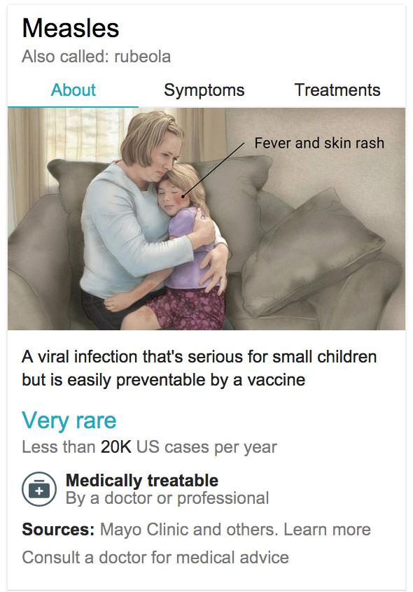 Google page on measles