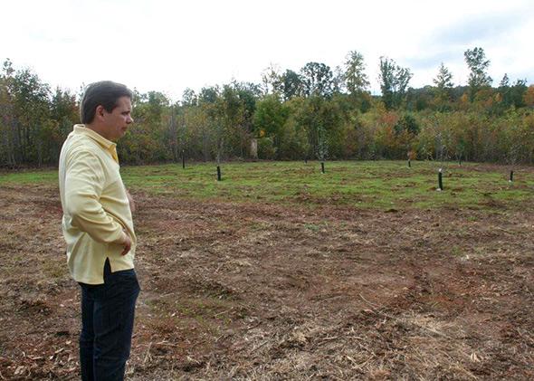 private airstrip being constructed in a clearing at Disaster Retreat in central Virginia.