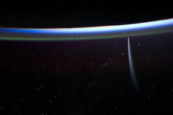 Picture of Comet Lovejoy from the space station.