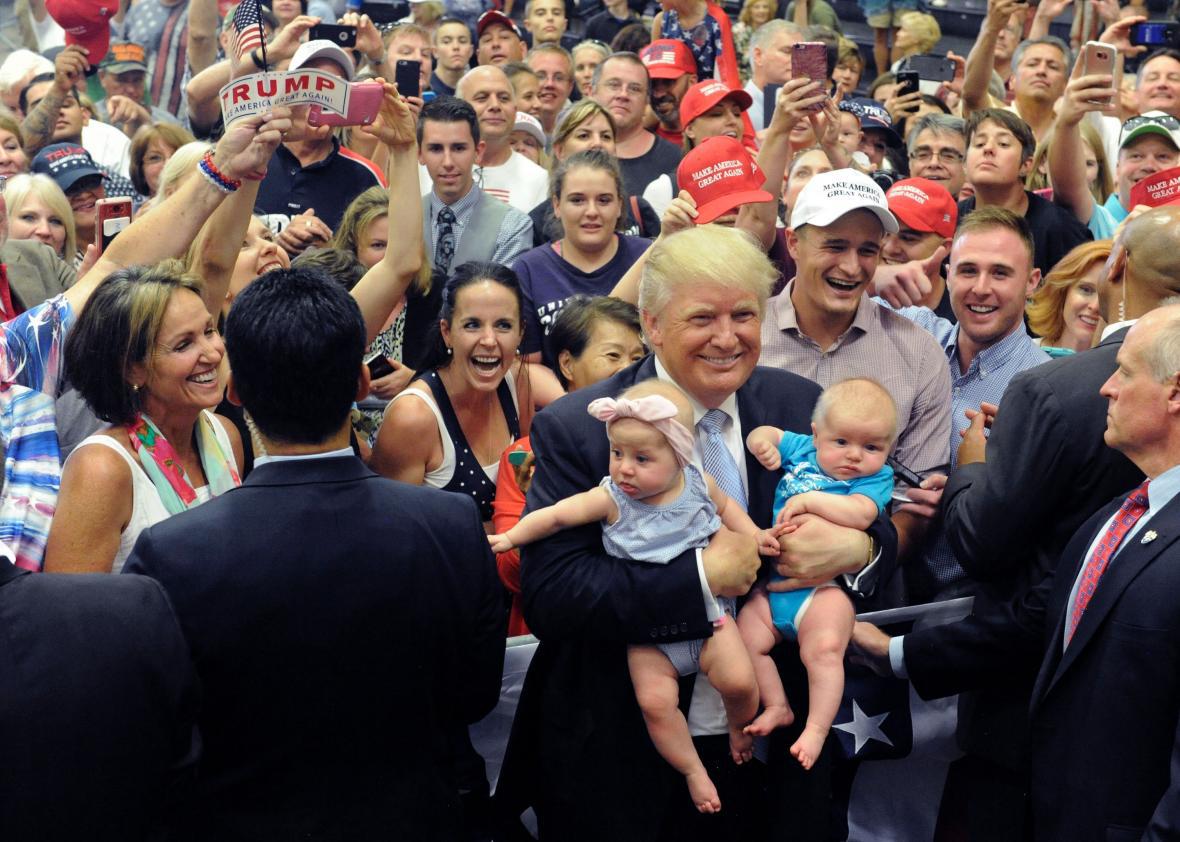 Small baby who annoyed Trump will not disavow Trump.