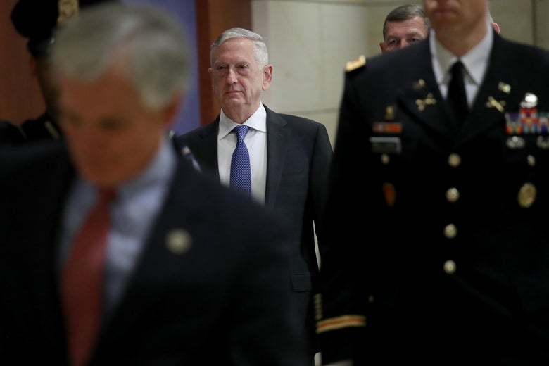 U.S. Secretary of Defense Jim Mattis arrives for a closed intelligence briefing at the U.S. Capitol with members of the House of Representatives.