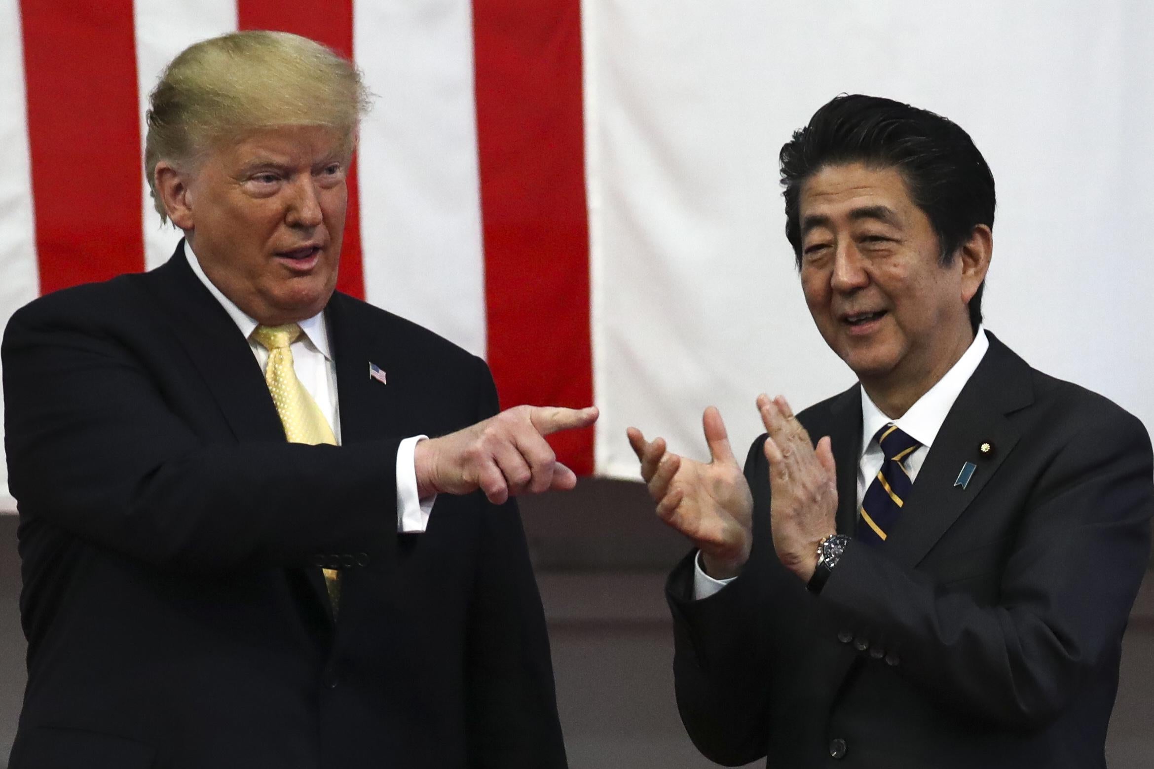 Donald Trump and Shinzo Abe at JMSDF Yokosuka base