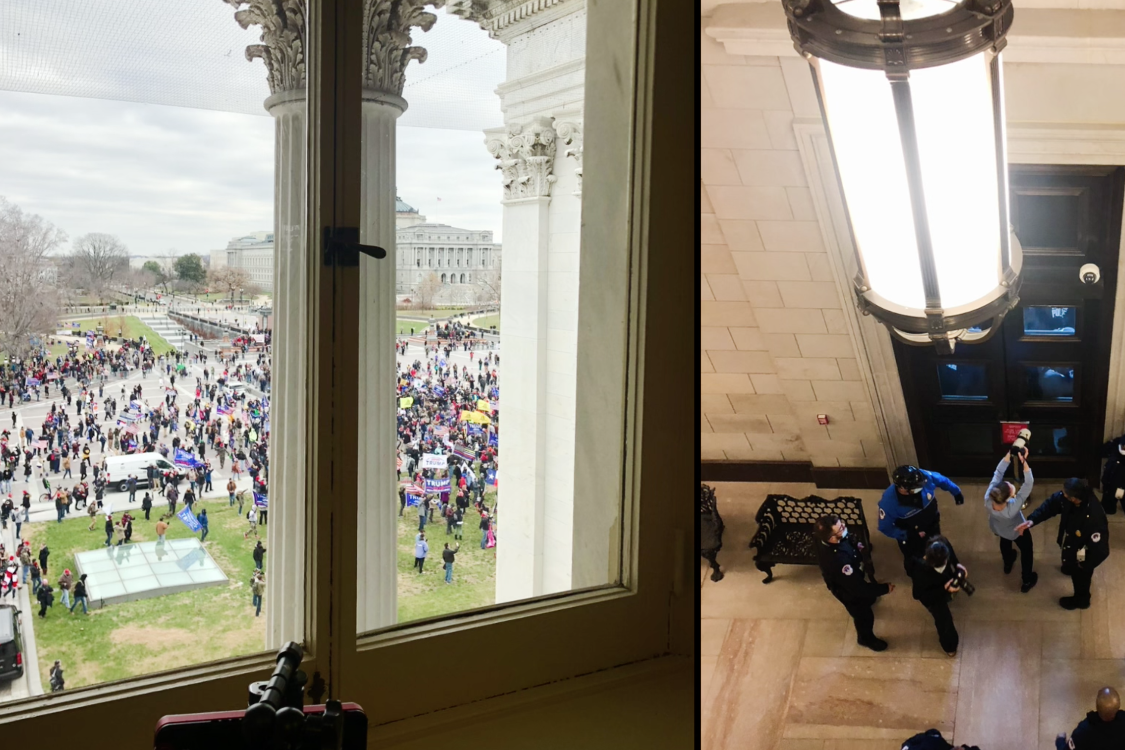 Photos of rioters inside and outside the Capitol on Jan. 6