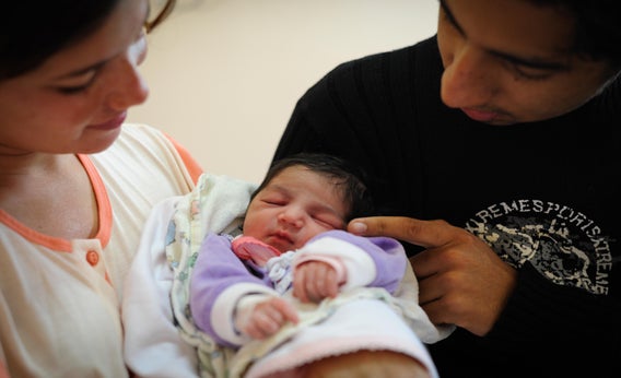 Brazilian baby, Letia Alves Ferreira, born on the day the world population reached over 7 bilion, sleeps at Amparo Maternal hospital in Sao Paulo, Brazil, on Ocotober 31, 2011.