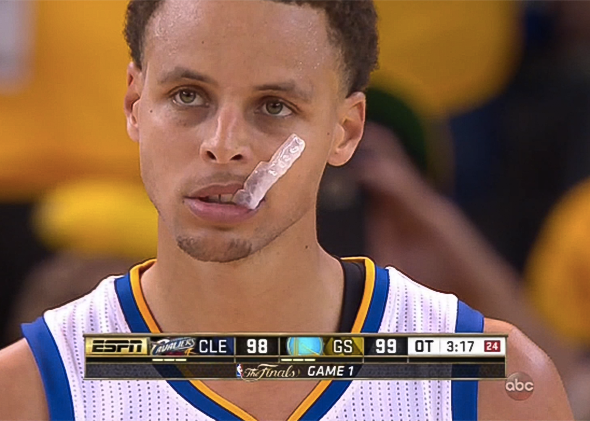 Stephen Curry of the Golden State Warriors during the  NBA Finals Game 1 overtime in June 2015.