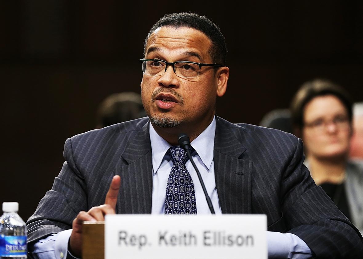 Rep. Keith Ellison testifies before the Senate Judiciary Committee's Constitution, Civil Rights and Human Rights Subcommittee December 9, 2014 in Washington, DC. 