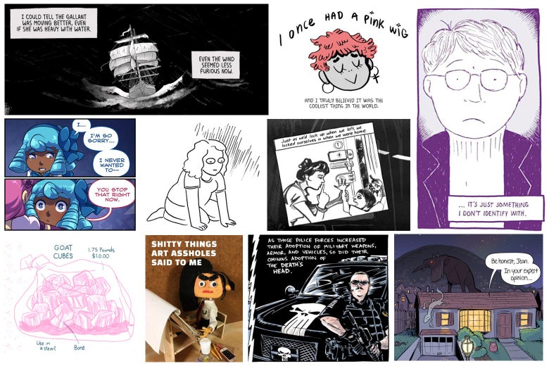 Panels of the 10 nominated comics.