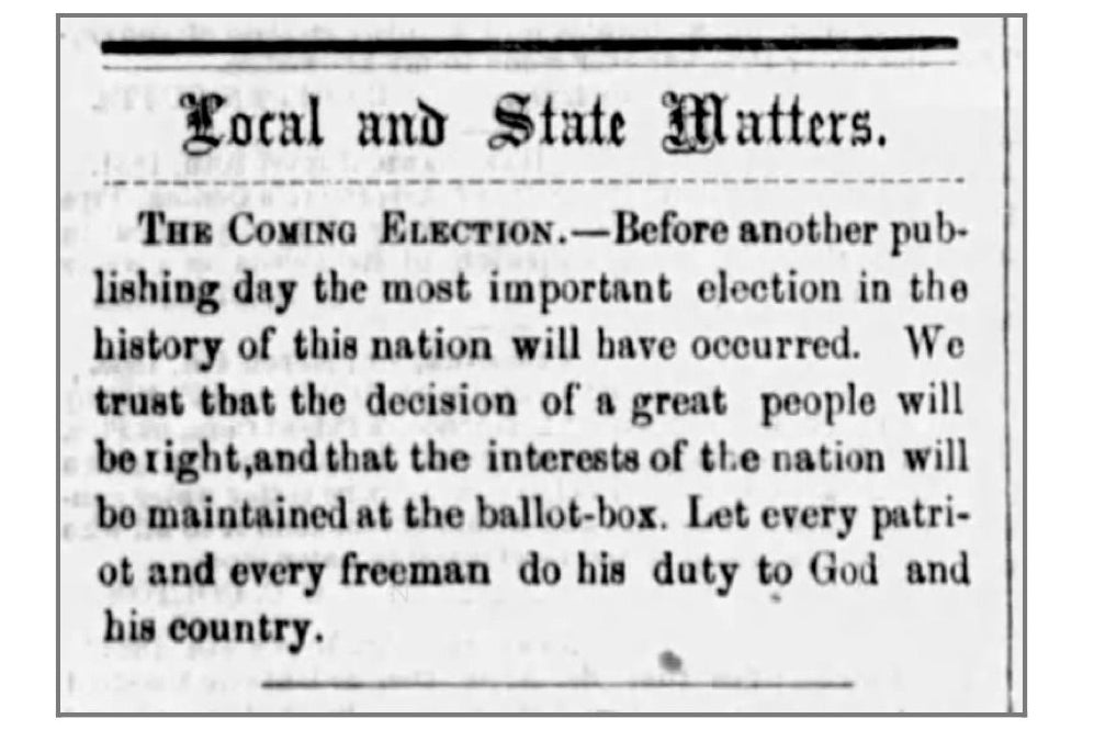 Clipping declaring "the most important election"