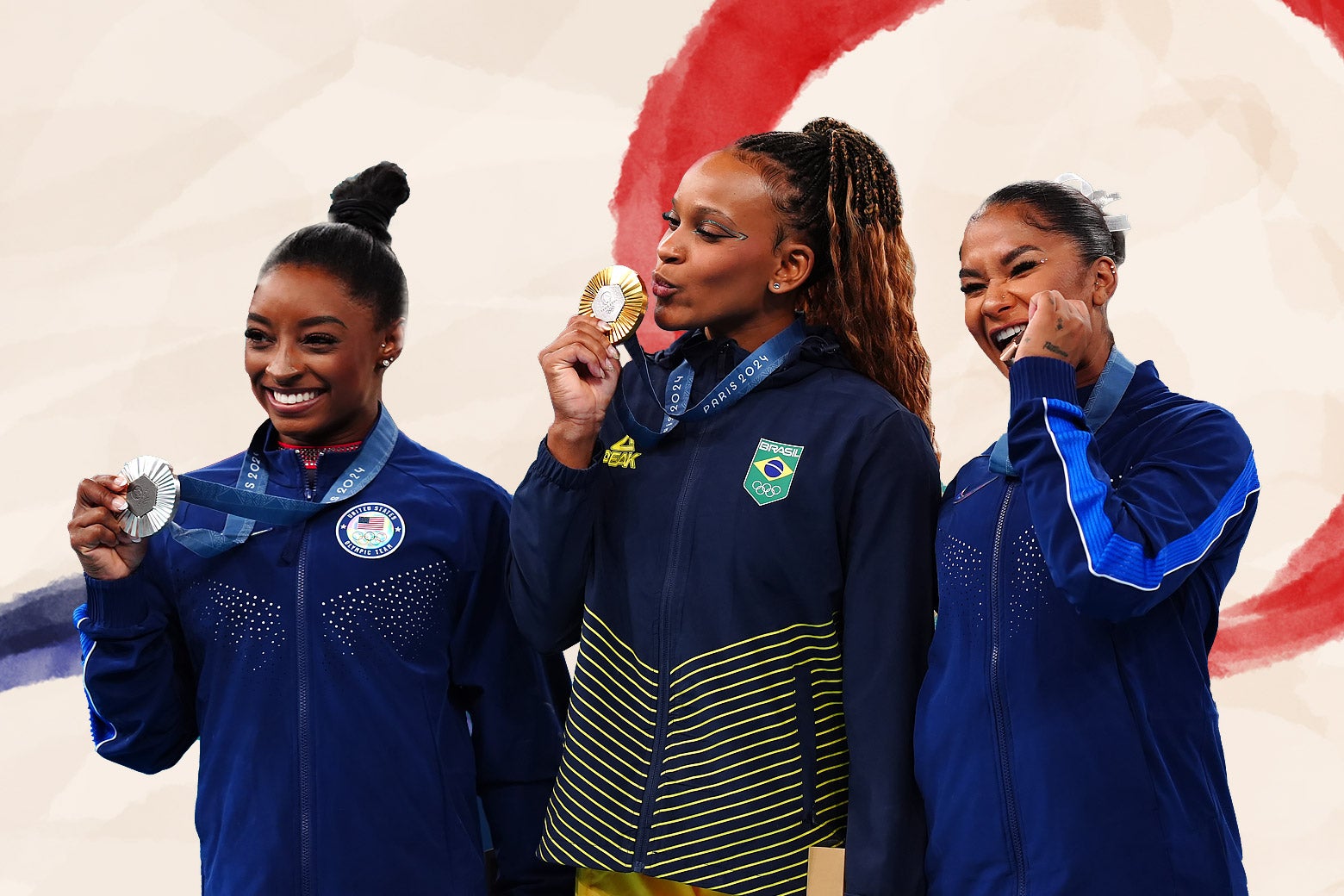 Paris Olympics gymnastics event finals: Simone Biles and Rebeca Andrade on balance beam and floor exercise.