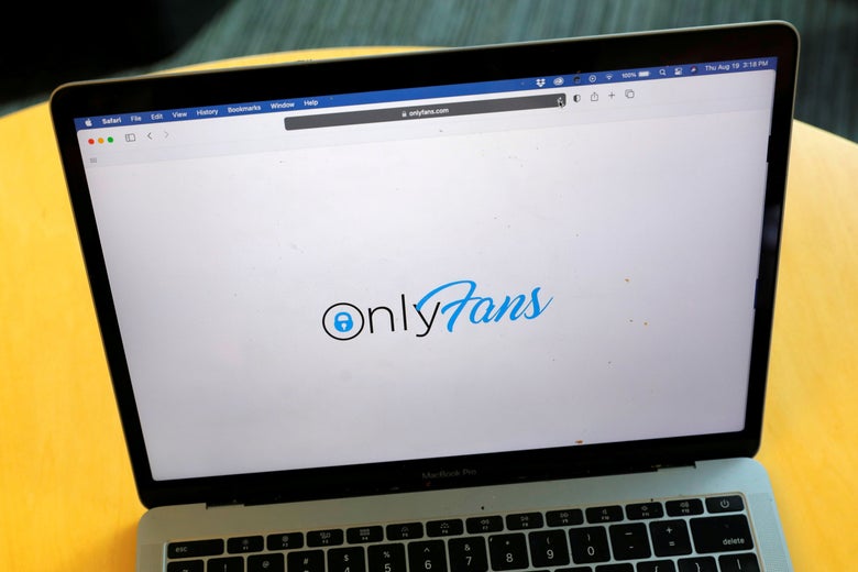 OnlyFans logo on a laptop screen