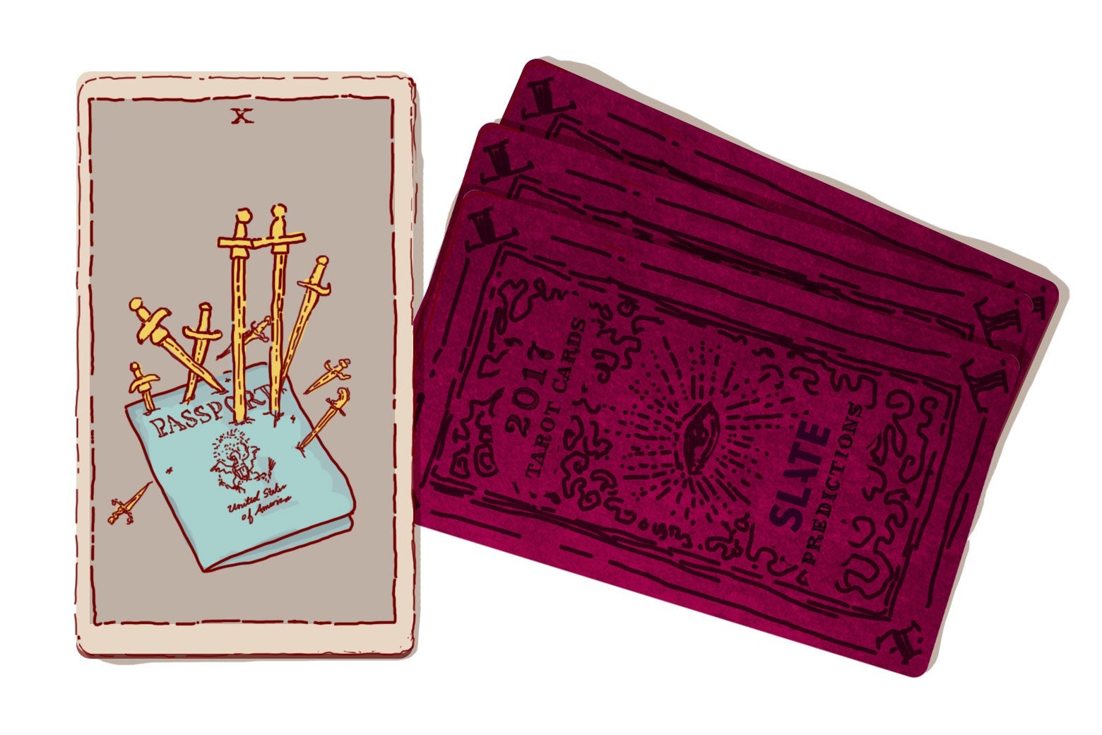 Illustration of Trump tarot cards by Natalie Matthews-Ramo.