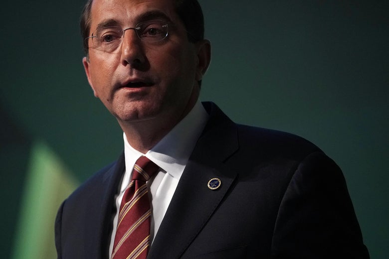 U.S. Secretary of Health and Human Services Alex Azar speaks on prescription drugs for the market during the 2018 National Academy of Medicine Annual Meeting October 15.