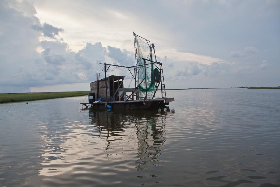 Fishing stand in the marsh between Isle de Jean Charles and Pointe-aux-Chien.