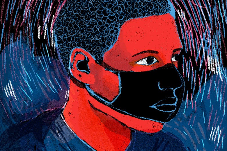 Young man wearing a protective mask.