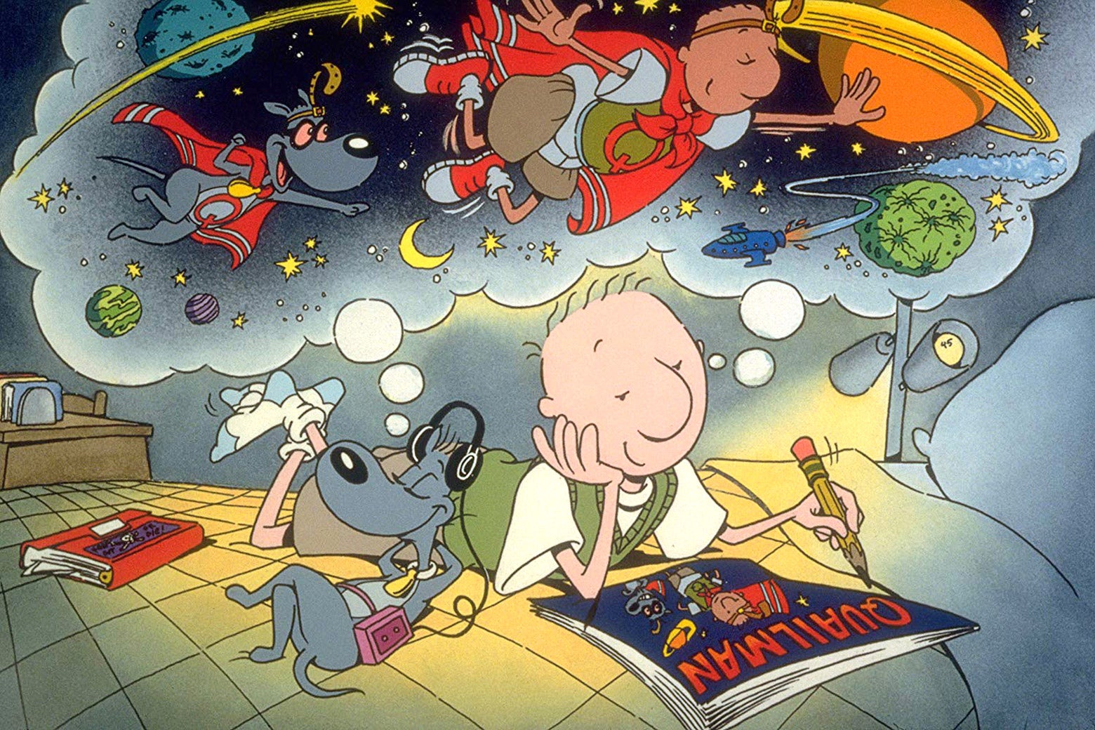 A still from Nickelodeon's Doug, featuring Doug and his dog.