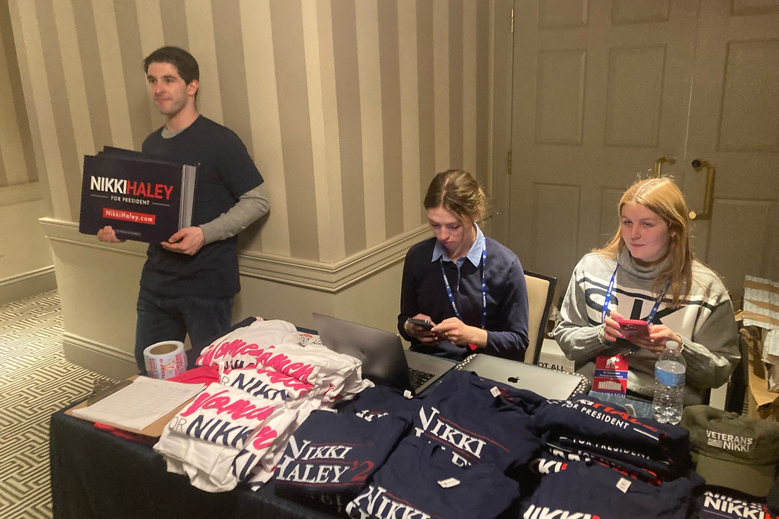 A merch stand for Nikki Haley.