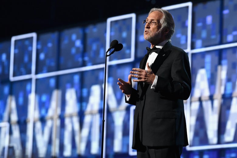 President and CEO of The Recording Academy Neil Portnow speaks during the 61st Annual GRAMMY Awards at Staples Center on February 10, 2019 in Los Angeles, California. (Photo by Emma McIntyre/Getty Images for The Recording Academy)
