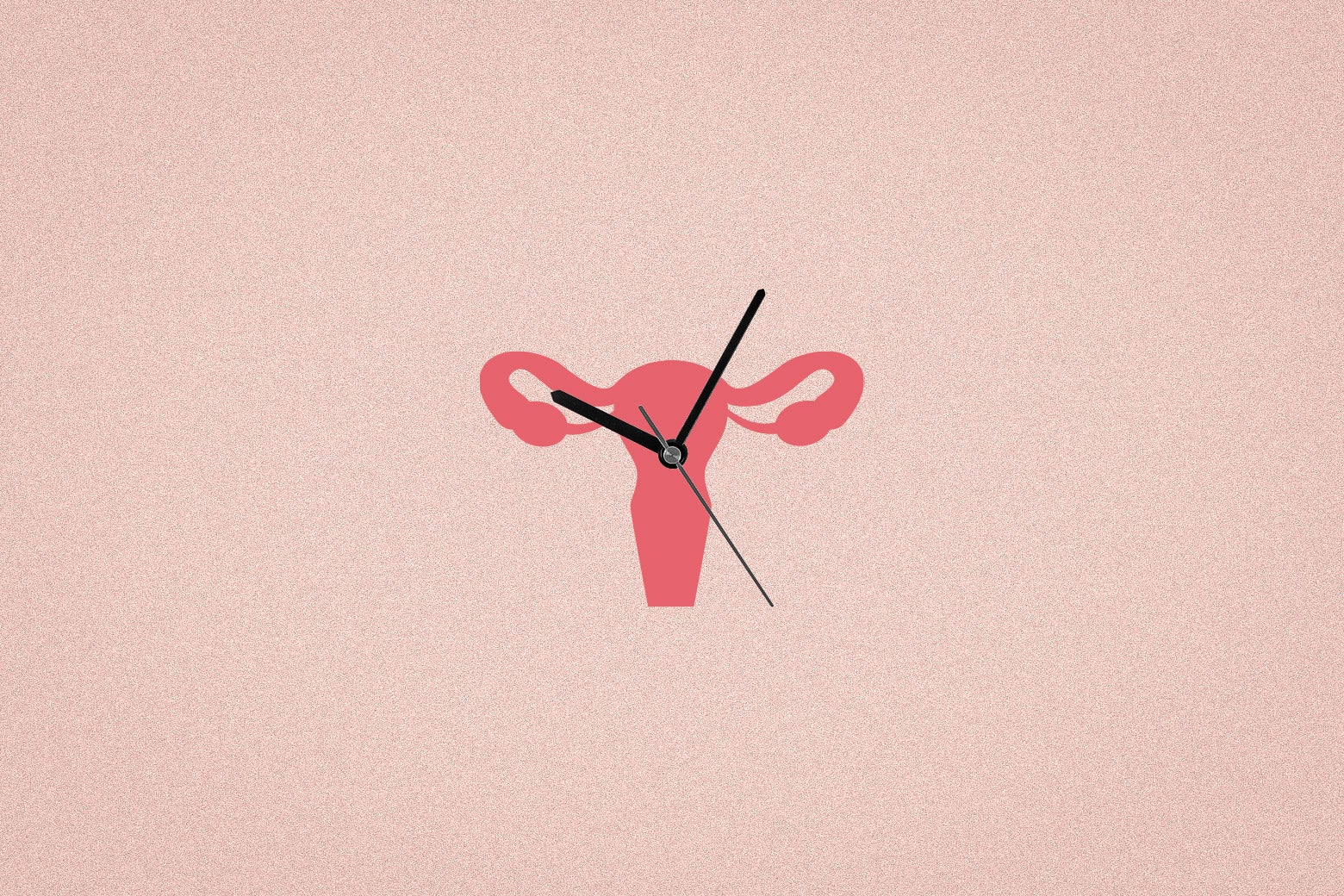 A cartoon uterus has clock hands on it.