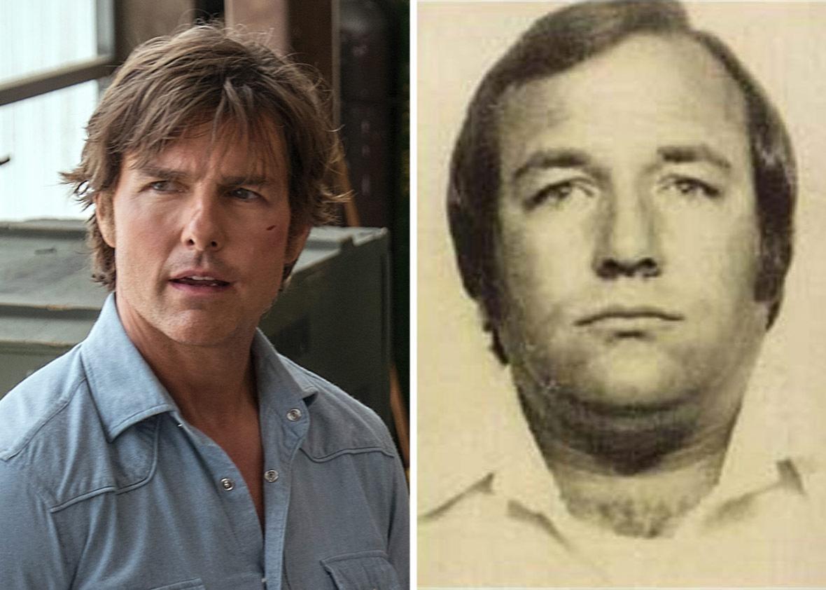 Tom Cruise as Barry Seal in American Made and the real-life Barry Seal