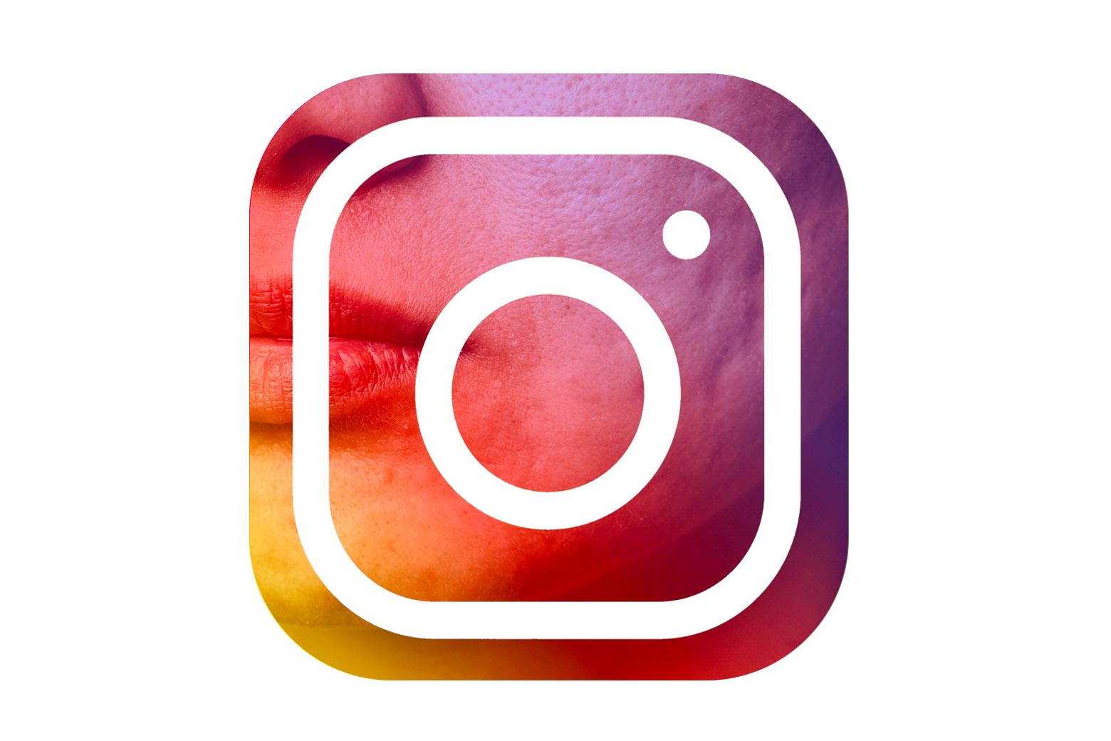 the instagram logo with a face with acne behind it 