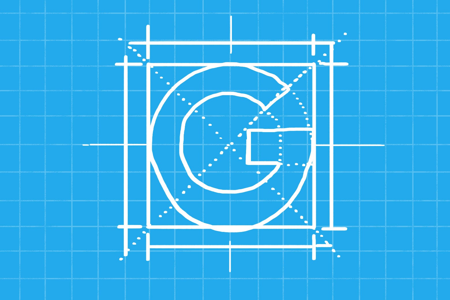 The Google logo in blueprint form.