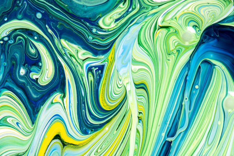 Paint swirls in various colors.