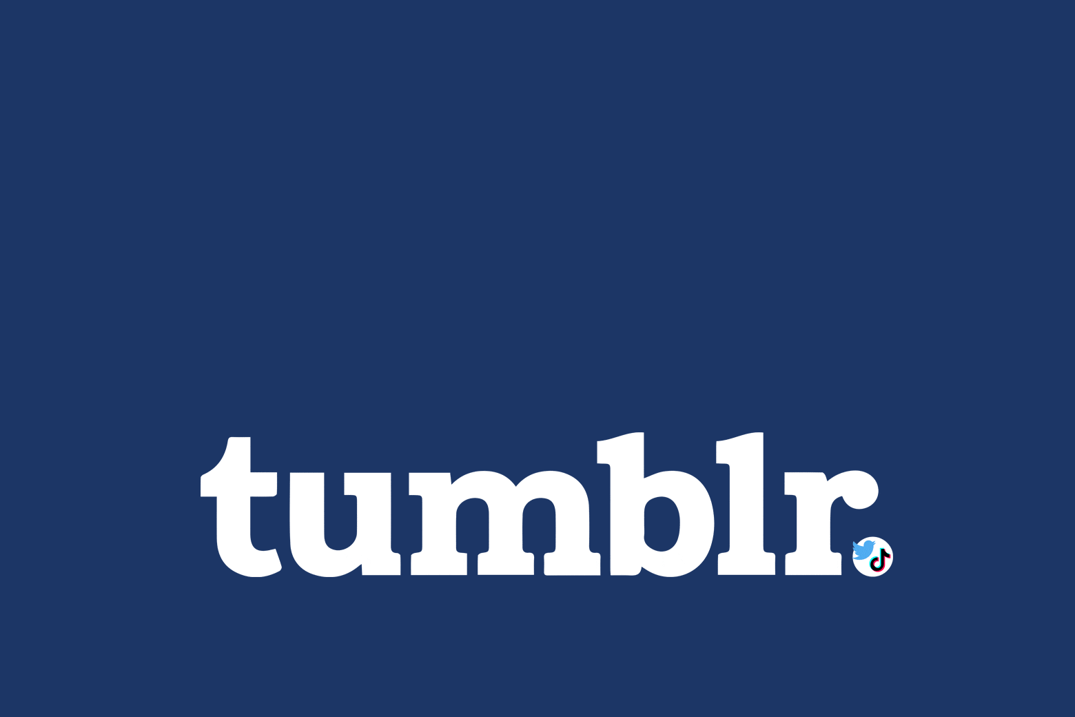 A GIF zooms in on the Tumblr logo to reveal that the Twitter logo and the TikTok logo are deep inside the period.