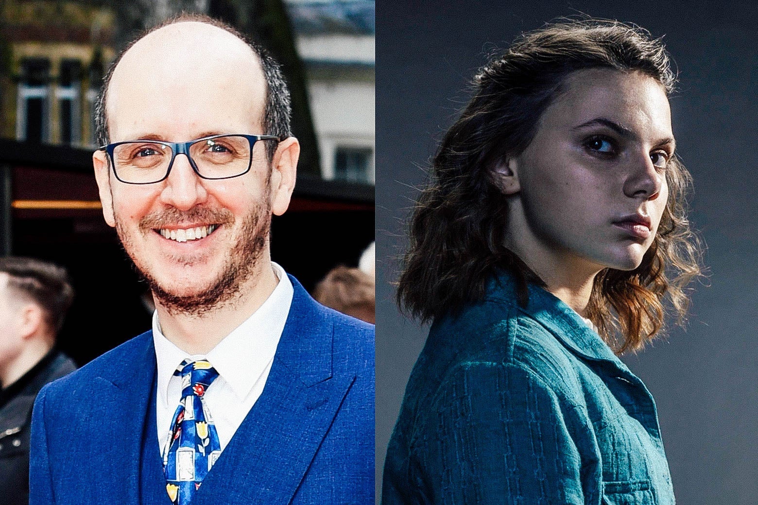 Jack Thorne and Lyra from the show His Dark Materials.