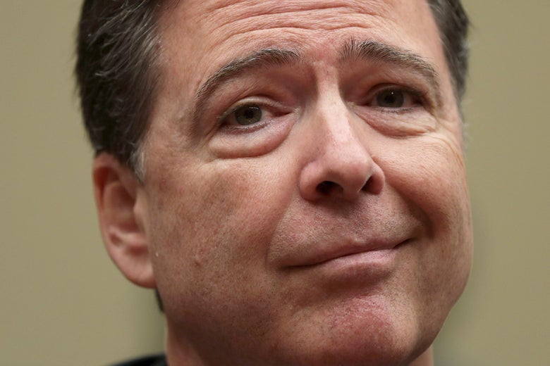 A close-up on Comey's face in which his expression reads as, well, you can't win 'em all.