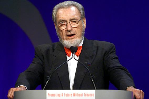 C. Everett Koop, former surgeon general of the United States speaks at the closing ceremonies of the World Conference on Tobacco or Health in Chicago, August 11, 2000.