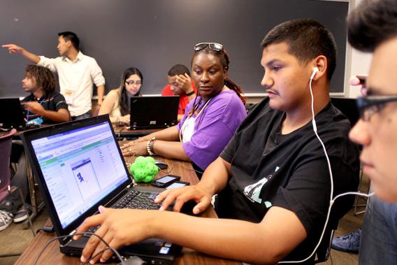 Computer science students at Northeastern University, Palo Alto, California.