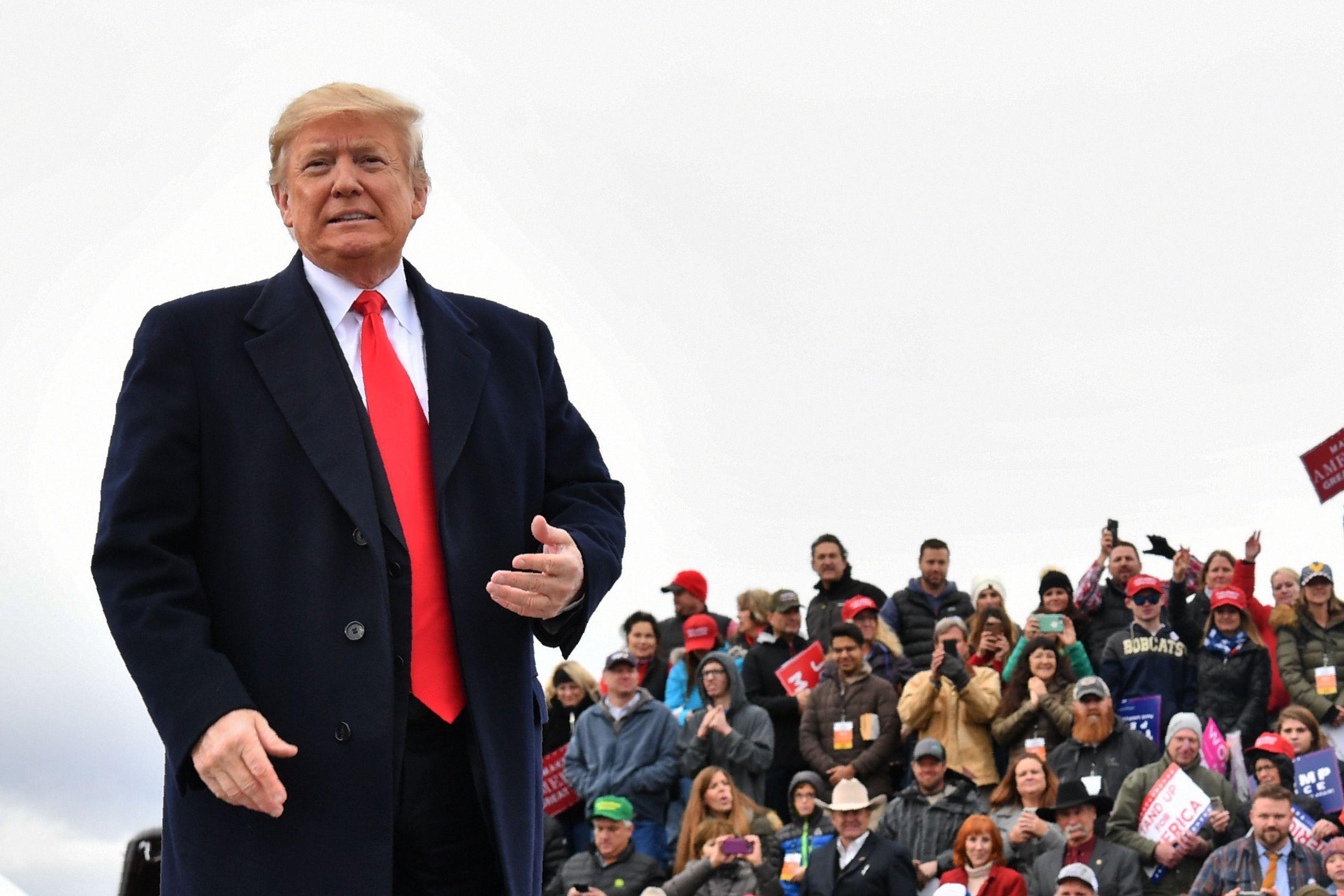 President Donald Trump attends a rally at Bozeman Yellowstone International Airport, on November 3, 2018 in Belgrade, Montana.