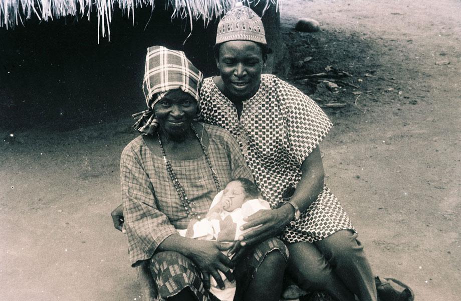 My grandmother, born in Nigeria around the turn of the century, never spoke a word of English. Here, she holds my parents first-born, and the joy is all over their faces. Although we were never close to her, because of the language barrier, she doted on us as any grandmother would, and this picture was just the start of that. 