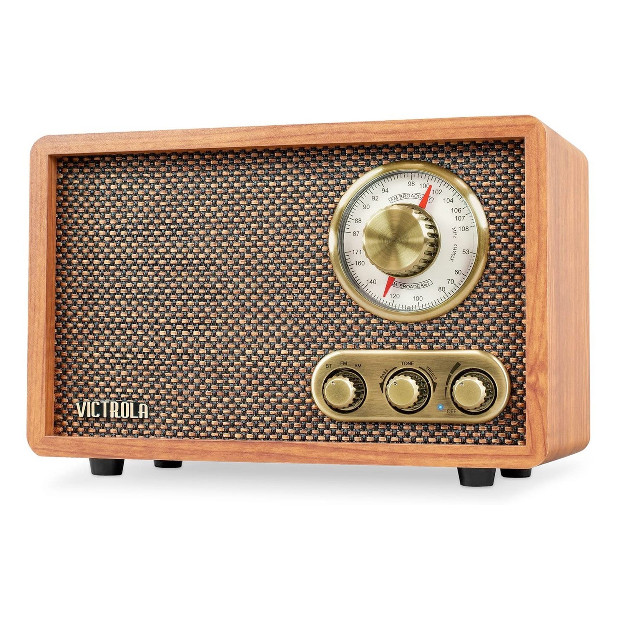 Retro Victrola Wood Bluetooth Speaker With Radio
