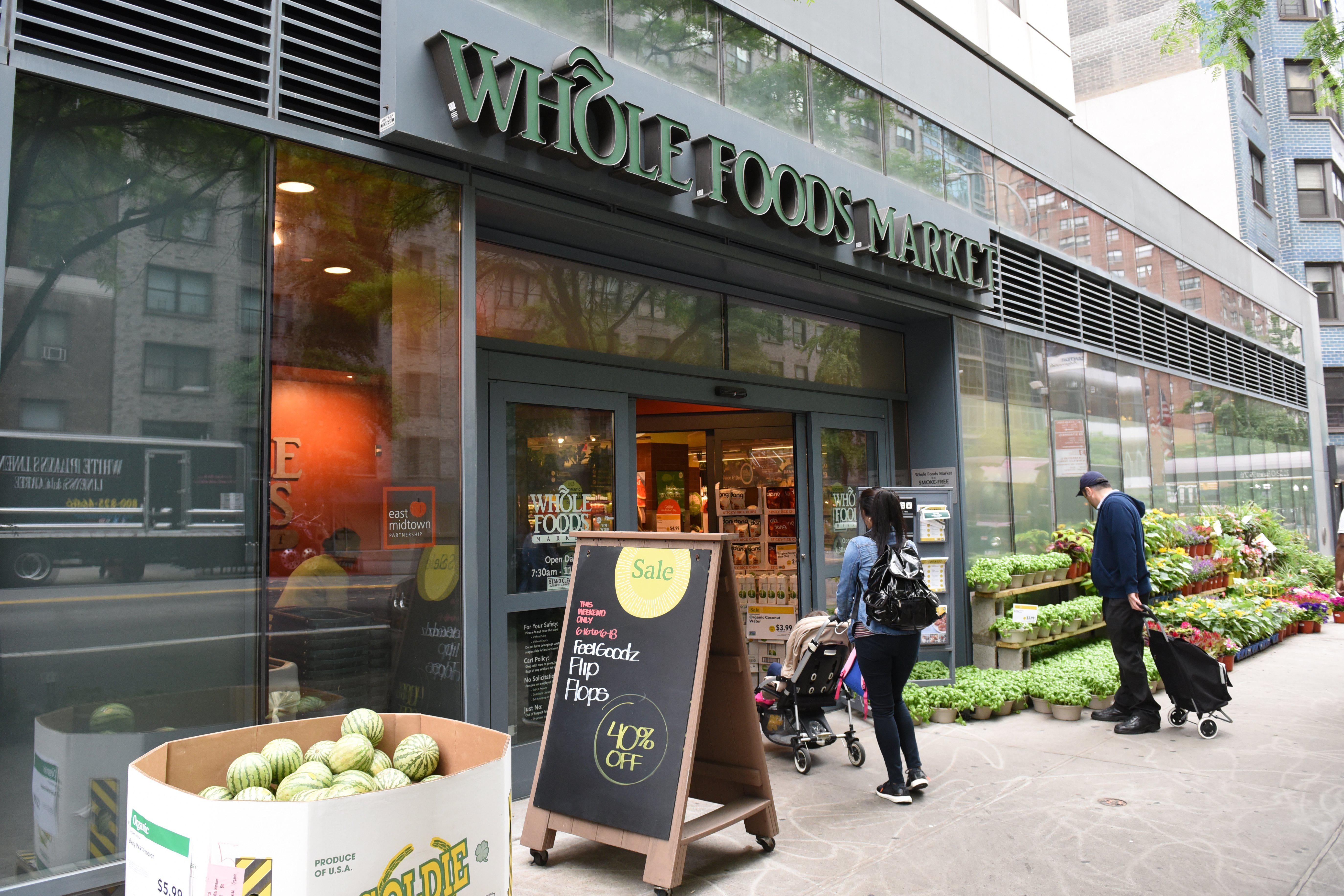 The exterior of the Whole Foods Market in Midtown New York City on June 16, 2017.