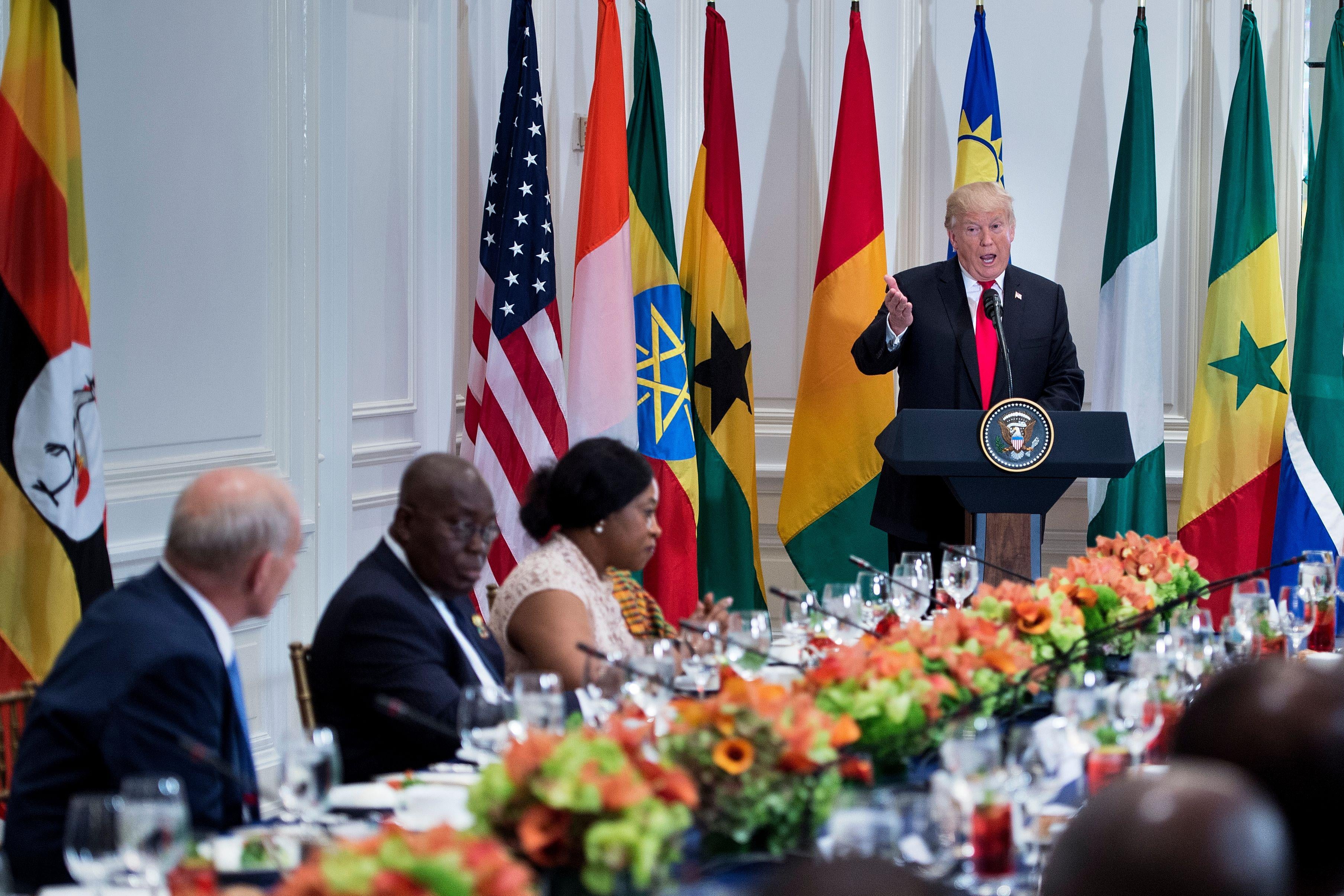 President Donald Trump speaks before a luncheon with U.S. and African leaders on Sept. 20 in New York.