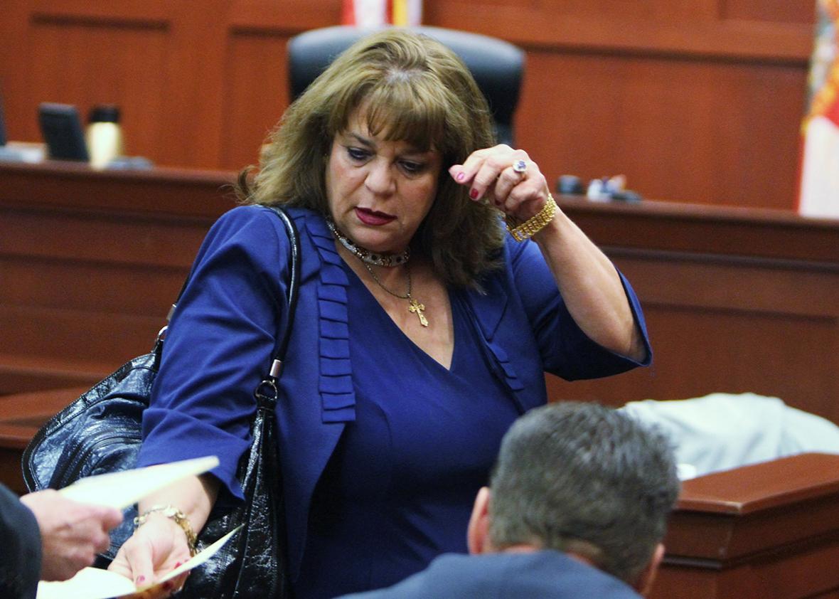 Prosecutor Angela Corey stands in the courtroom during George Zimmerman's bond hearing on April 20, 2012 in Sanford, Florida.