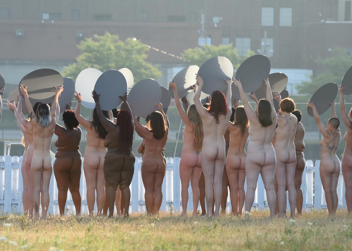 Nude Protest at Republican National Convention - 100 Naked Women Protest  Trump