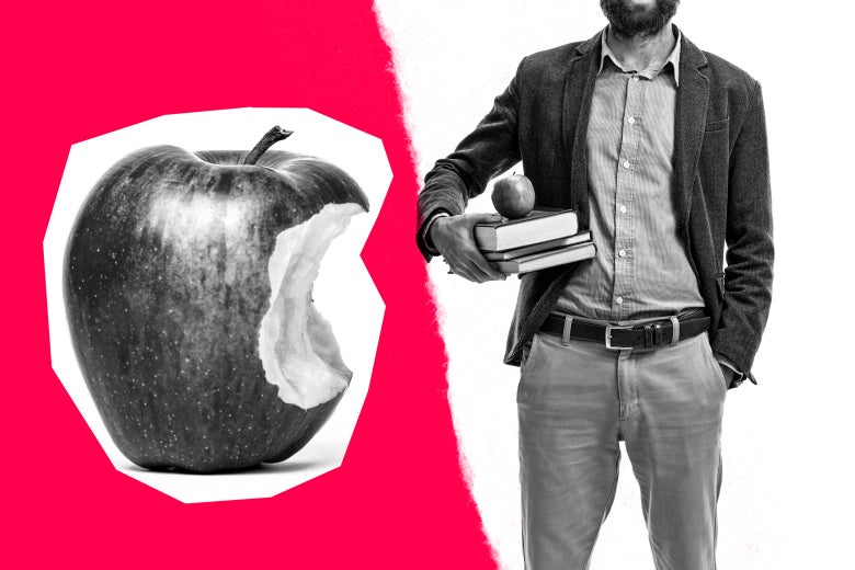 A bitten apple and a creepy teacher