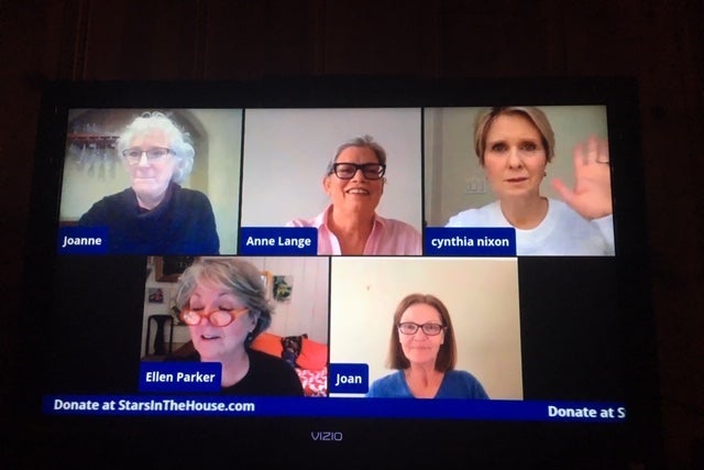 Five cast members of The Heidi Chronicles on video chat.