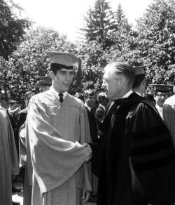 Mitt and George Romney on Commencement Day, June 1965