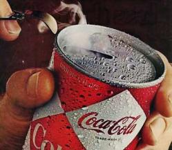 1970's Advertisement for Coca-Cola in a can.